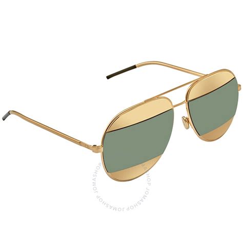 Dior Split Gold, Green Mirror Pilot Sunglasses DIORSPLIT1 